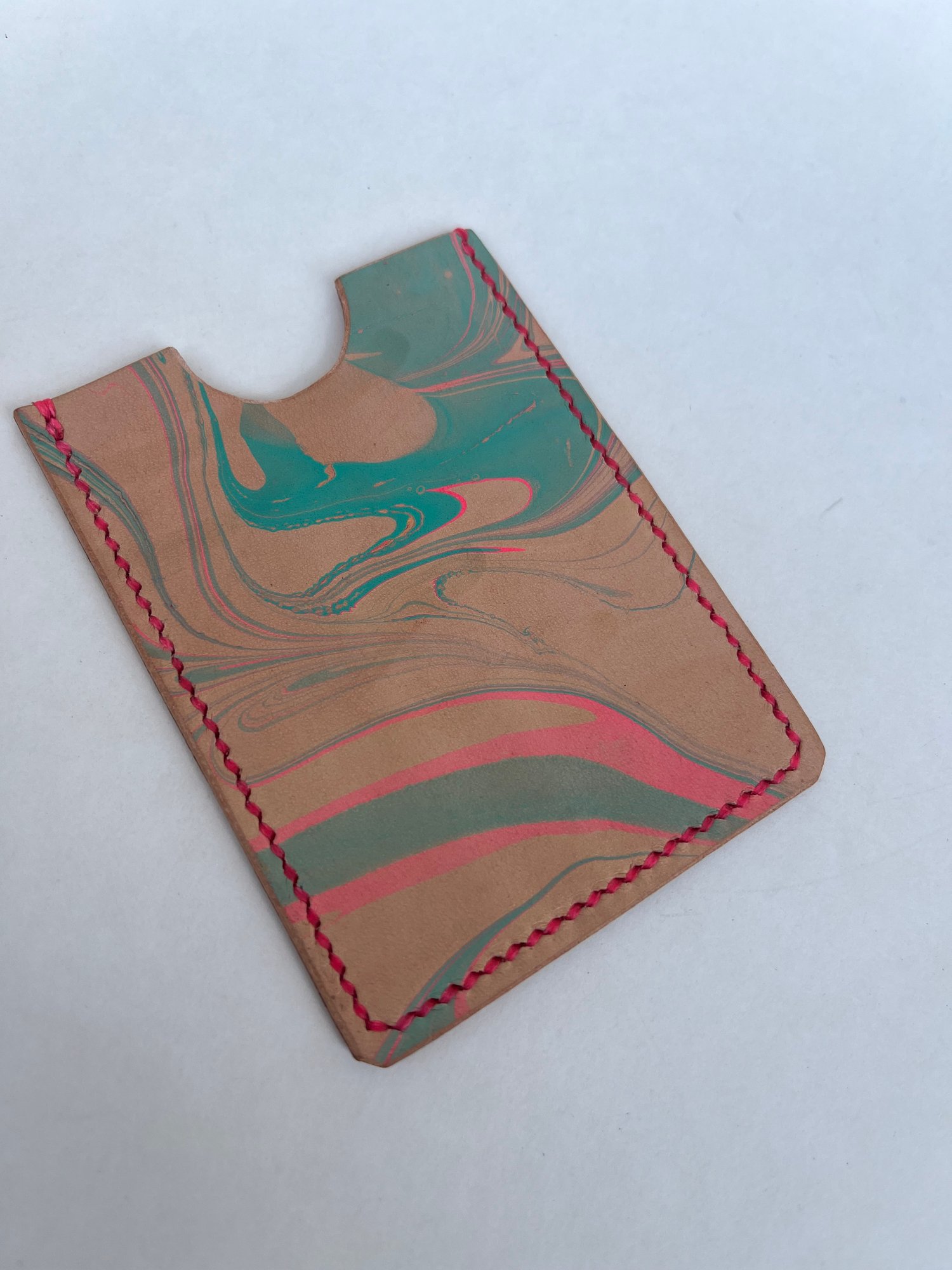 Image of Natural Turquoise Marbled Cardholder (pink)