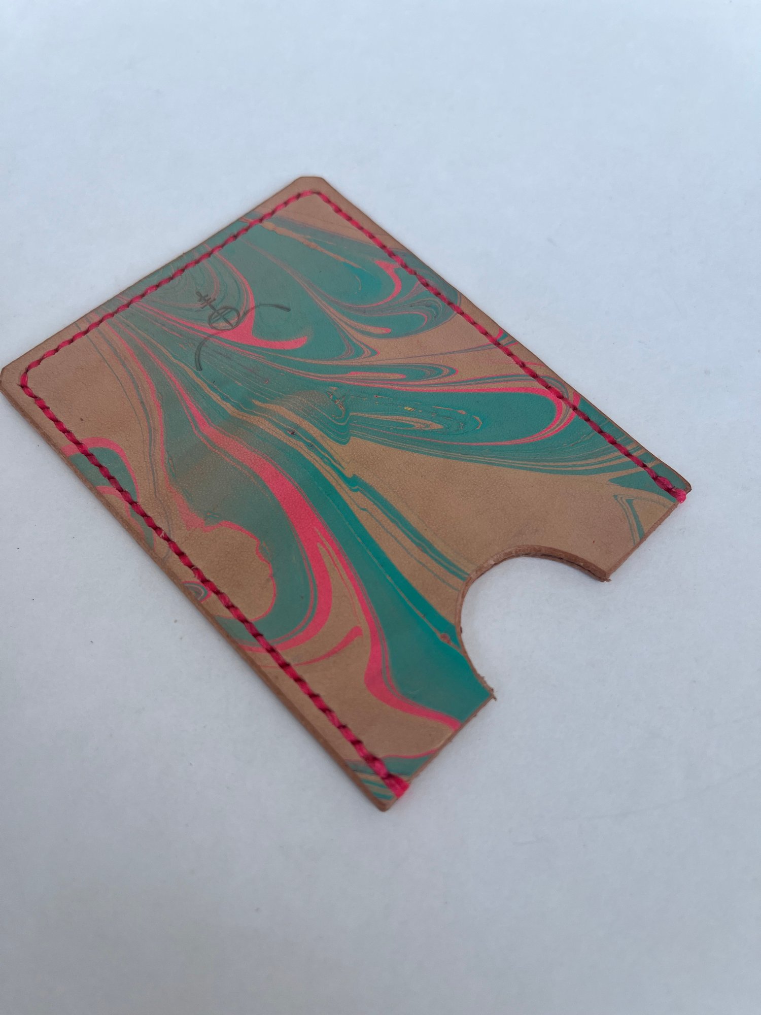 Image of Natural Turquoise Marbled Cardholder (pink)