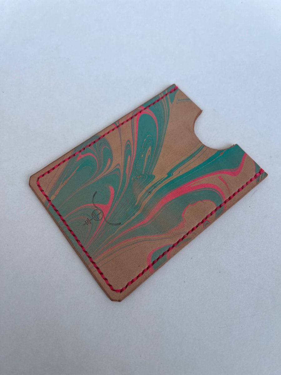 Image of Natural Turquoise Marbled Cardholder (pink)