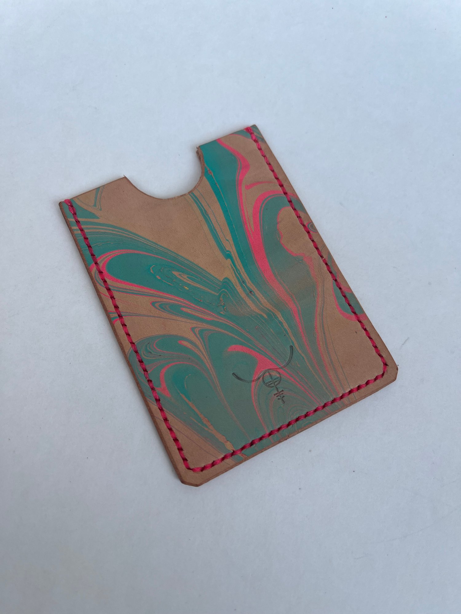Image of Natural Turquoise Marbled Cardholder (pink)