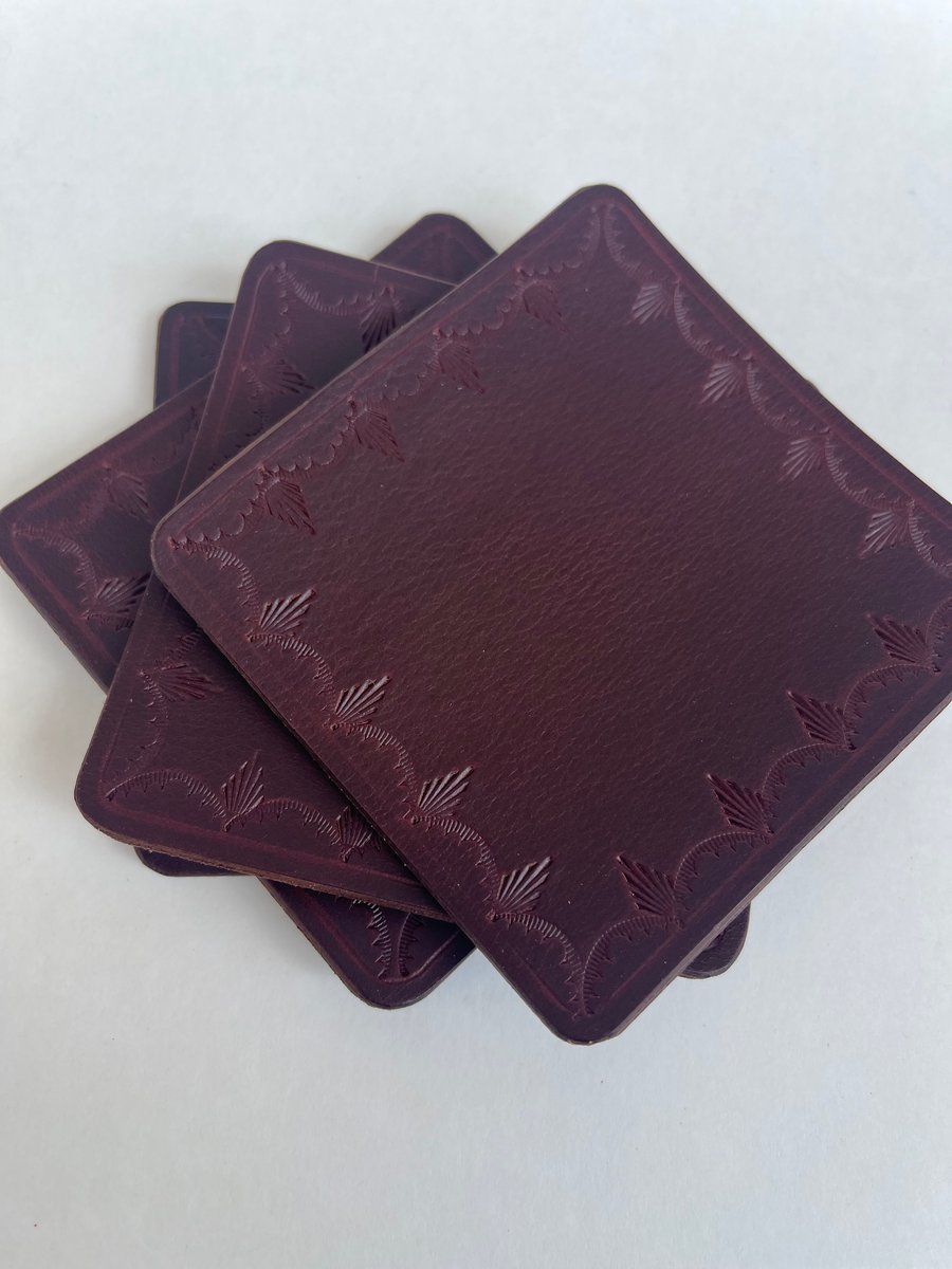 Image of Burgundy Stamped Coasters
