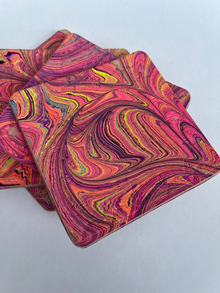 Image of Pink Psychedelic Stamped Coasters