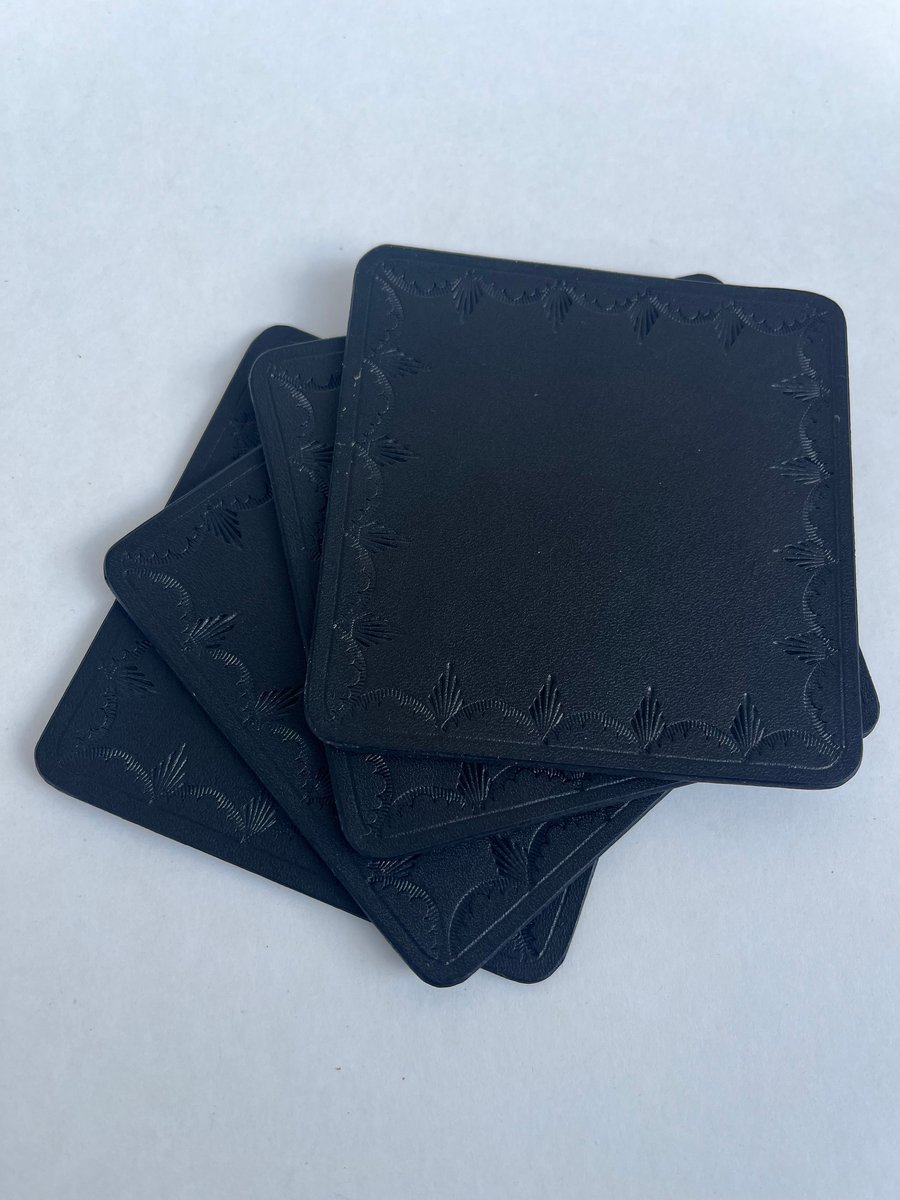 Image of Black Stamped Coasters 