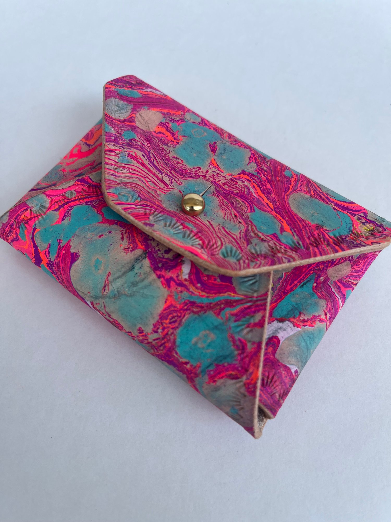Image of Pink Marbled “No Stitch” Card Wallet 