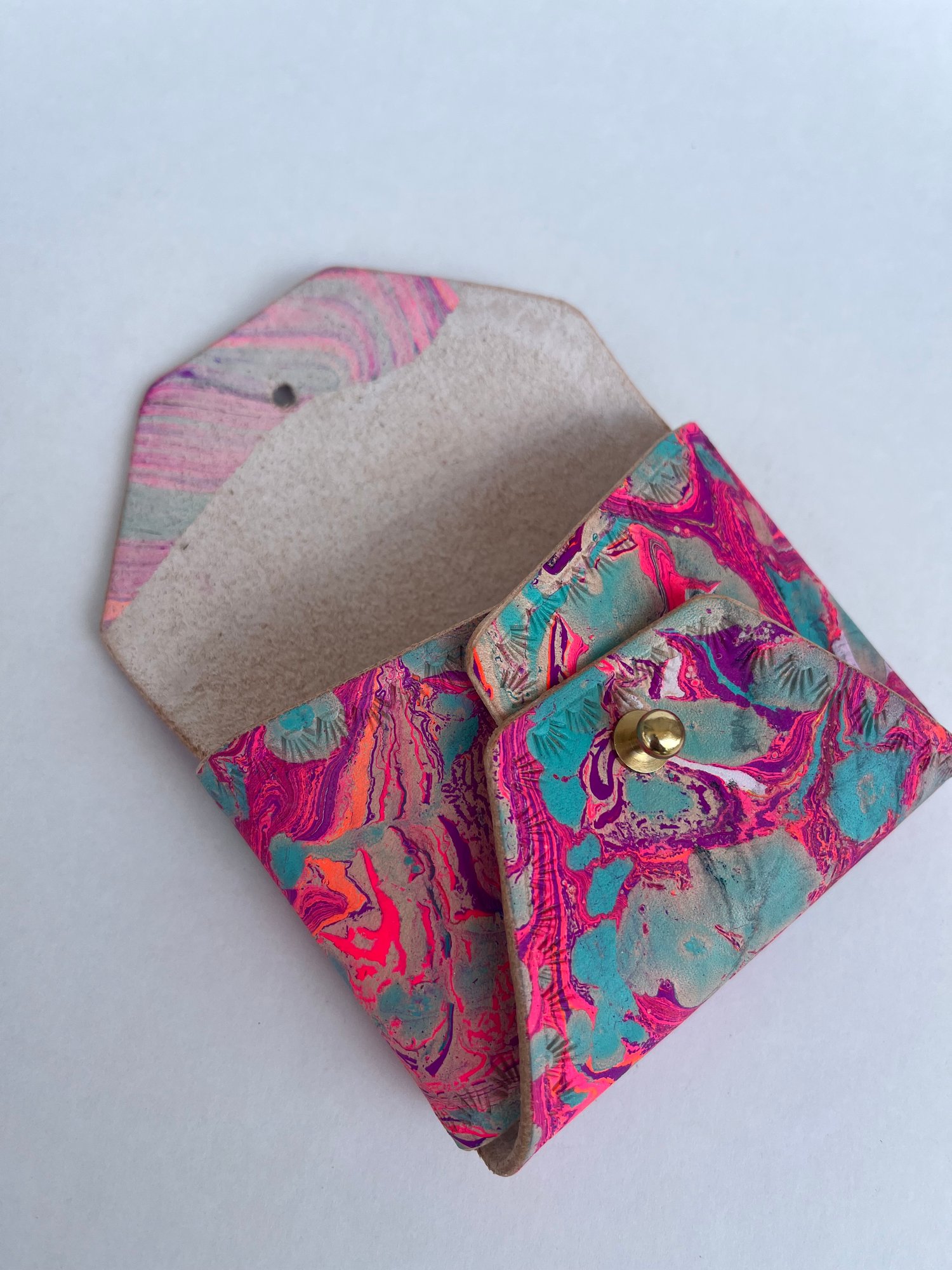 Image of Pink Marbled “No Stitch” Card Wallet 
