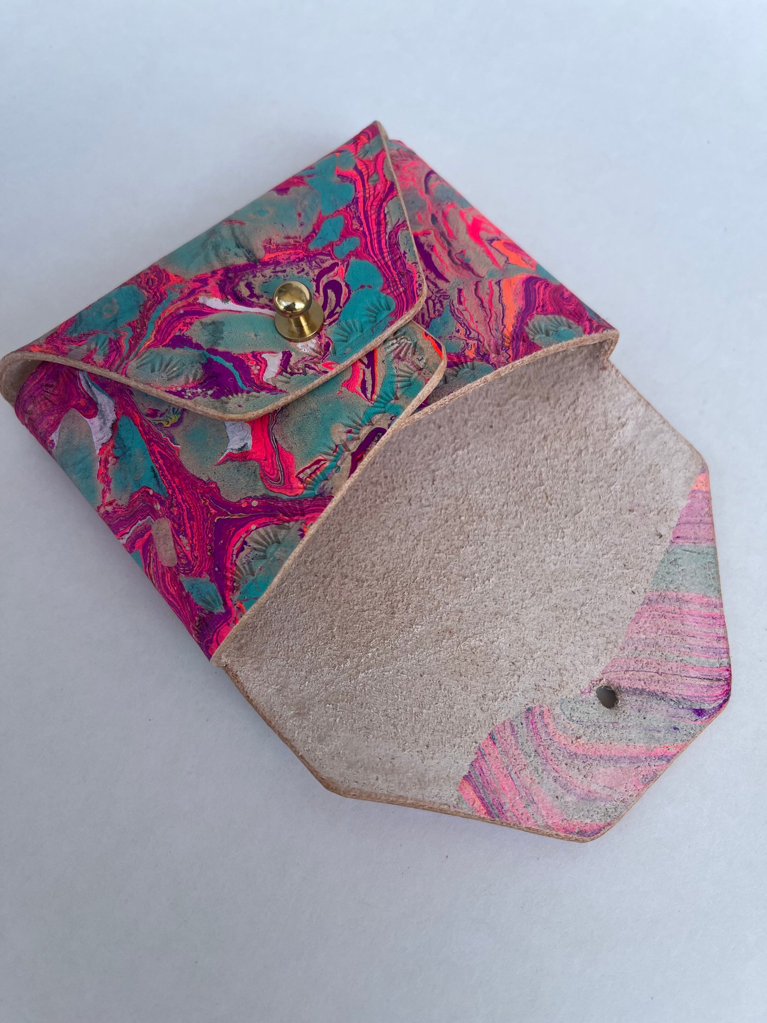 Image of Pink Marbled “No Stitch” Card Wallet 