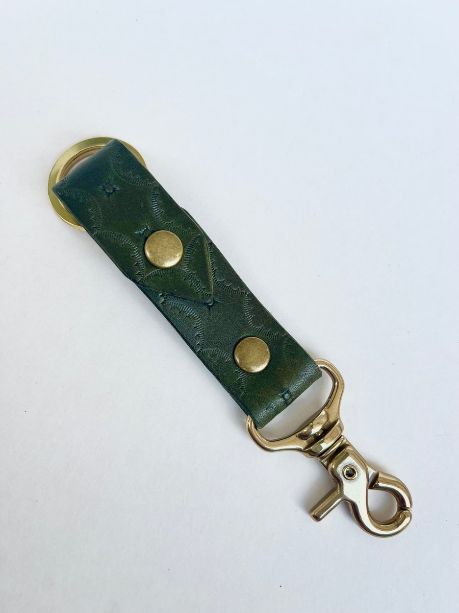 Image of Olive Vachetta Long Keychain 
