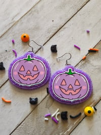 Image 1 of Lavender pumpkin earrings 2