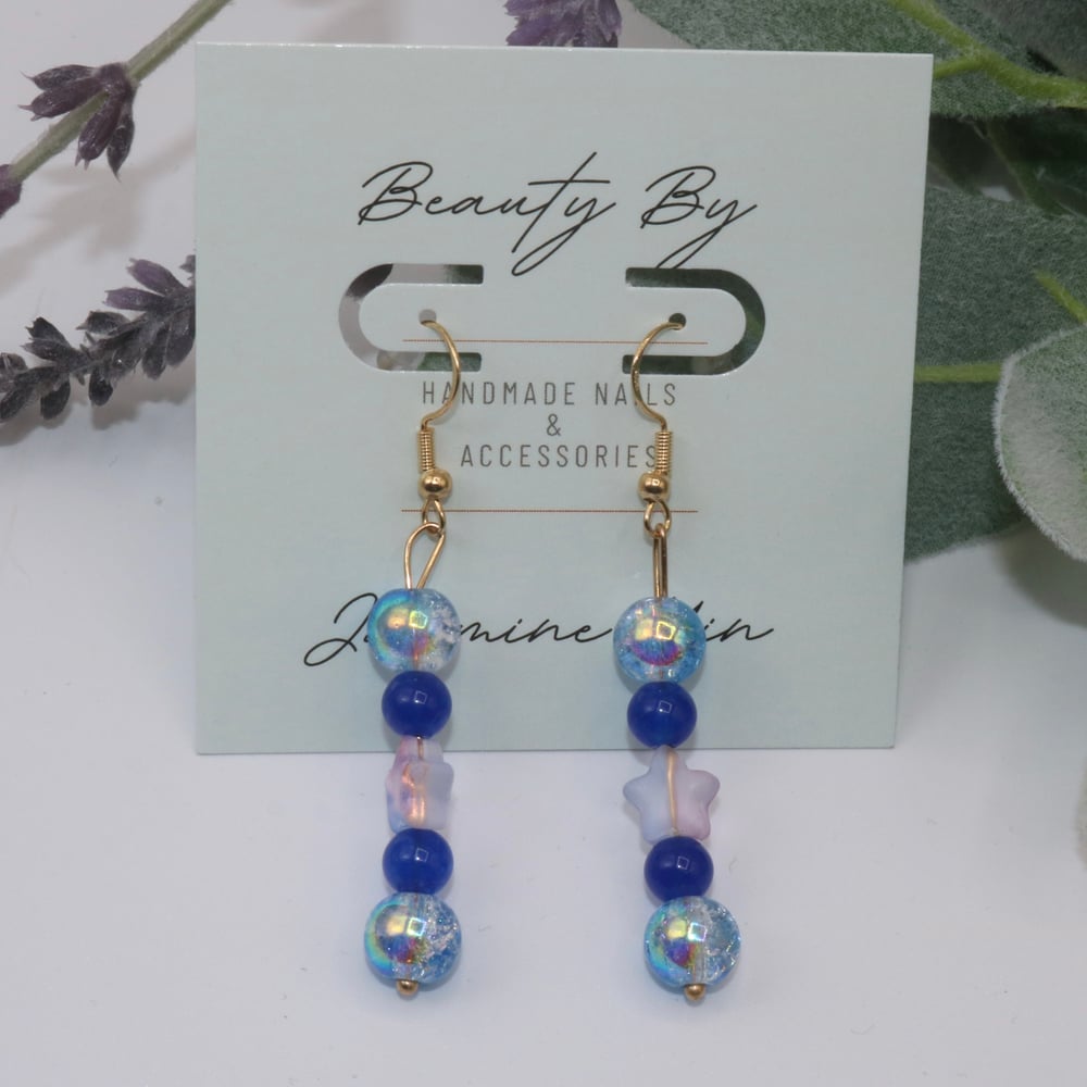 Image of Lucky Star Blue Drop Earrings