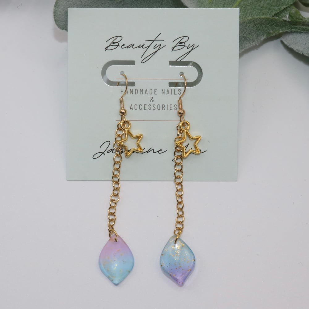 Image of 18K Gold Lotus Petal Single Drop Earring