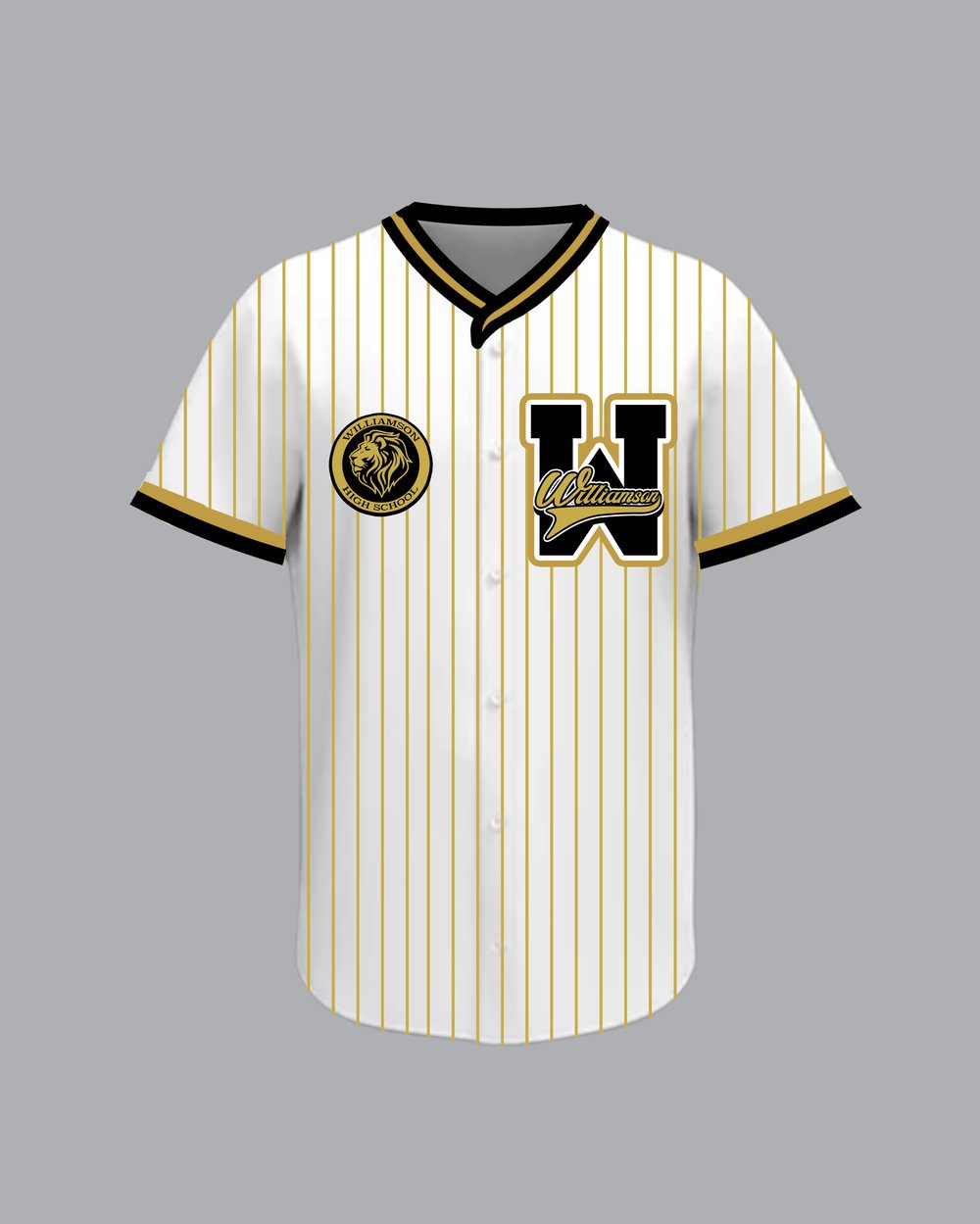 Image of WHS Gold & White Stripe Button Up Jersey