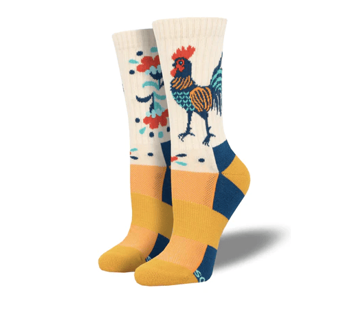 Image of Folk Art Rooster Merino Wool Socks
