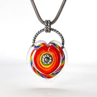 Image 1 of Rainbow Heart: An Art Glass Pendant on Necklace. Ready to Ship.