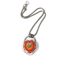 Image 2 of Rainbow Heart: An Art Glass Pendant on Necklace. Ready to Ship.