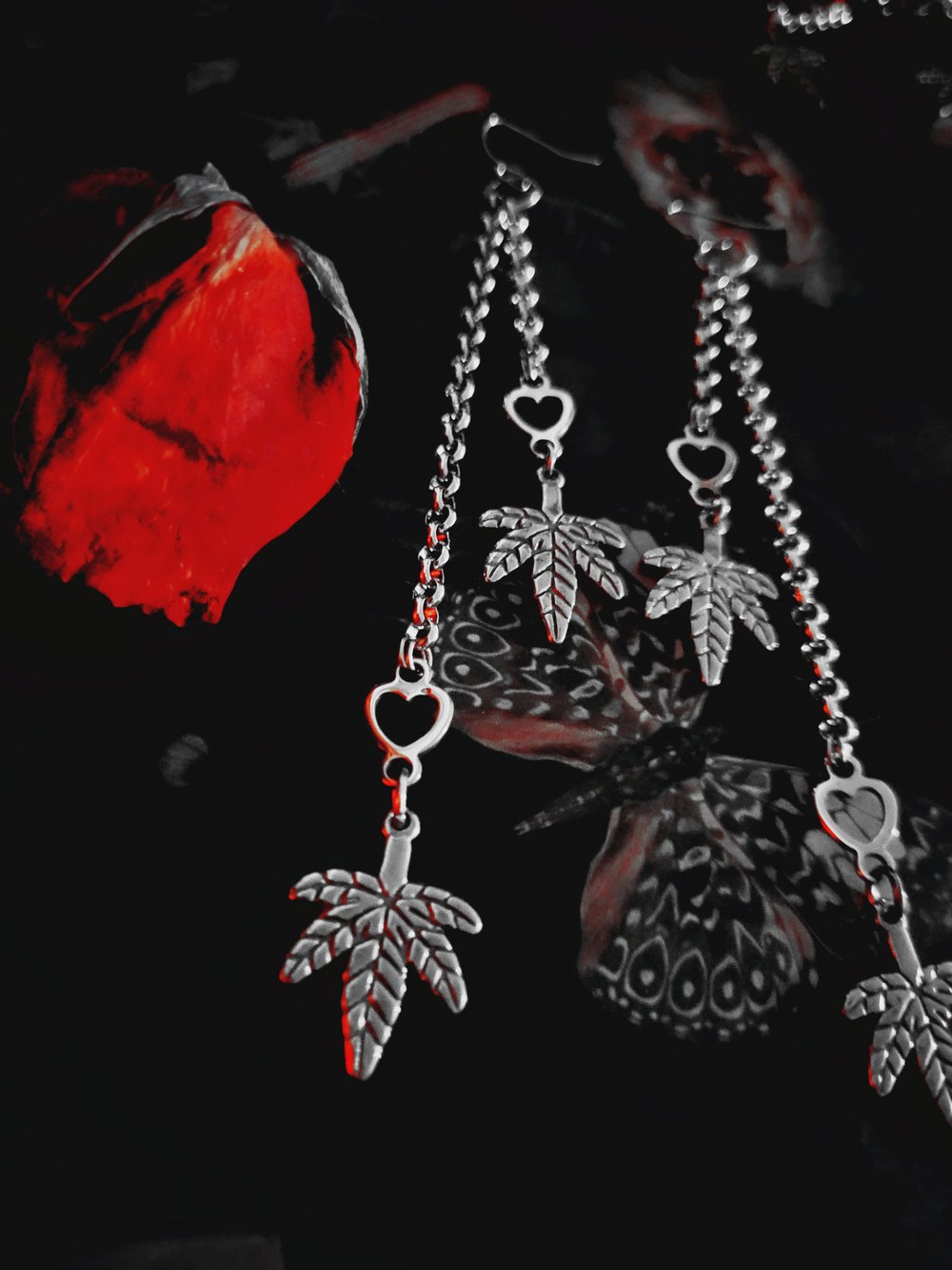Image of "On Cloud Nine" Long Heart Chain Earrings