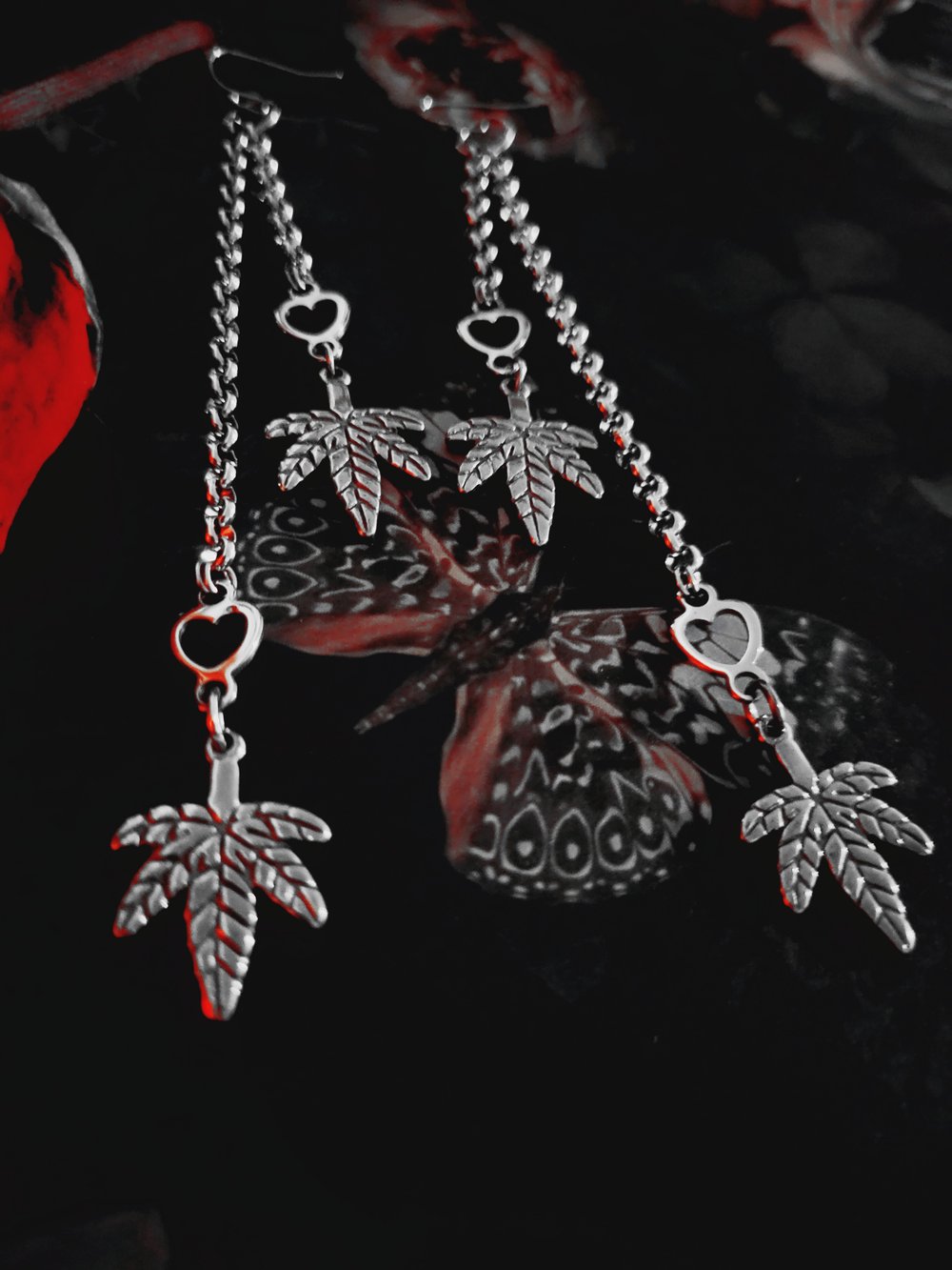 Image of "On Cloud Nine" Long Heart Chain Earrings