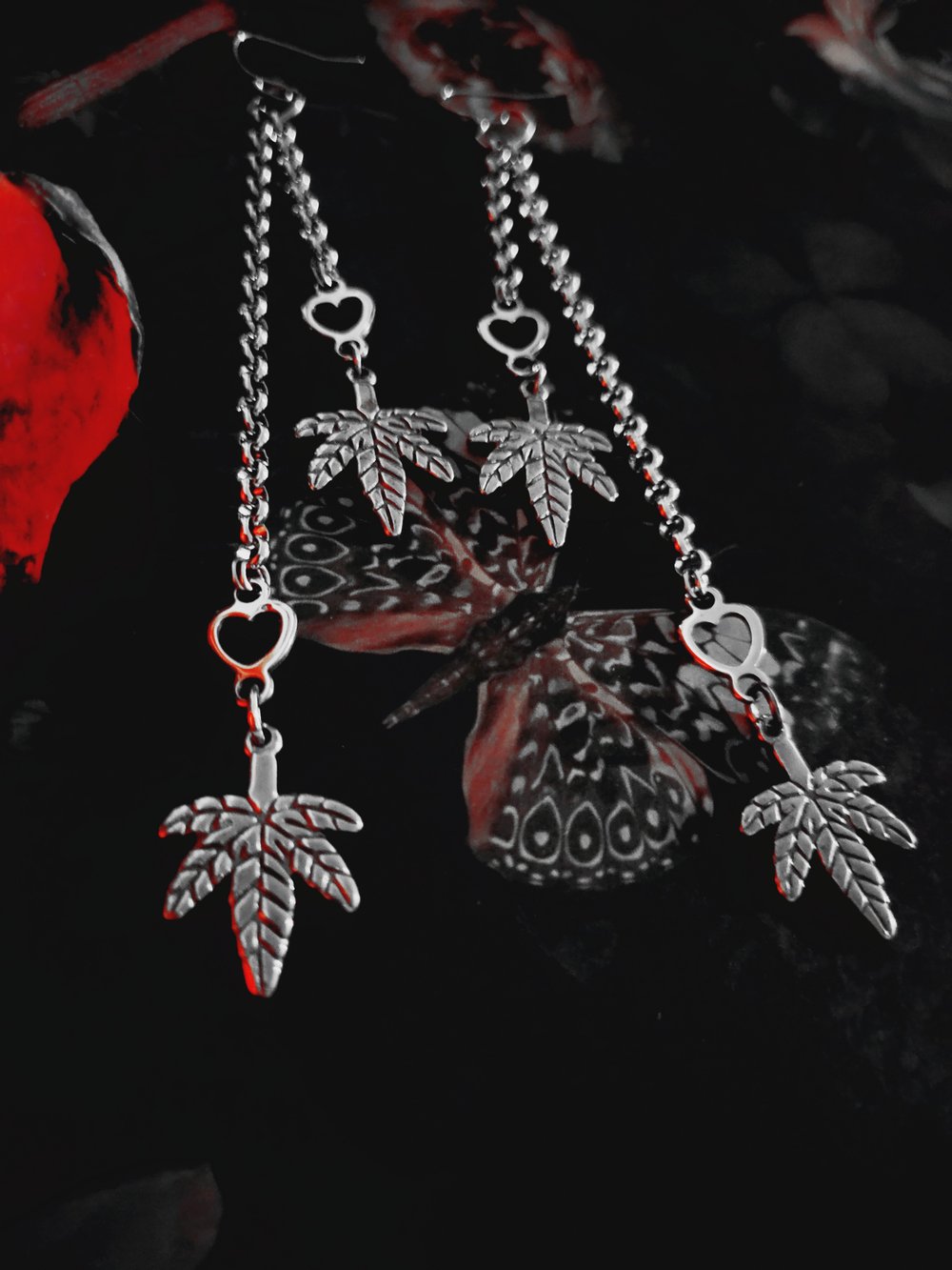 Image of "On Cloud Nine" Long Heart Chain Earrings 