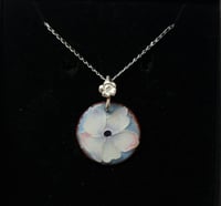 Image 1 of Cloisonné Enamel Pendant Necklace -Opal White Blossom (CJ001)