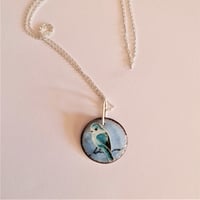 Image 3 of Cloisonné Enamel Pendant Necklace -Blue Bird (CJ002)