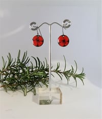Image 2 of Enamel Drop Earrings - Small Red and Black Poppies (EJ004)