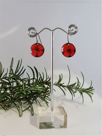 Image 1 of Enamel Drop Earrings - Small Red and Black Poppies (EJ004)