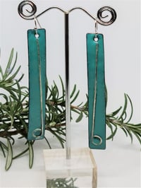 Image 1 of Enamel Earrings - Teal and Fine Silver (SJ004)