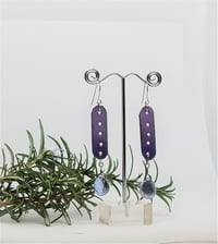 Image 1 of Enamel Earrings - Mauve Enamel and Mauve Tinted Crystal Beads (EJ002)