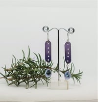 Image 2 of Enamel Earrings - Mauve Enamel and Mauve Tinted Crystal Beads (EJ002)