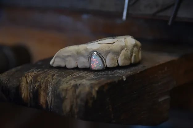 Sterling Silver And Opal Grills.