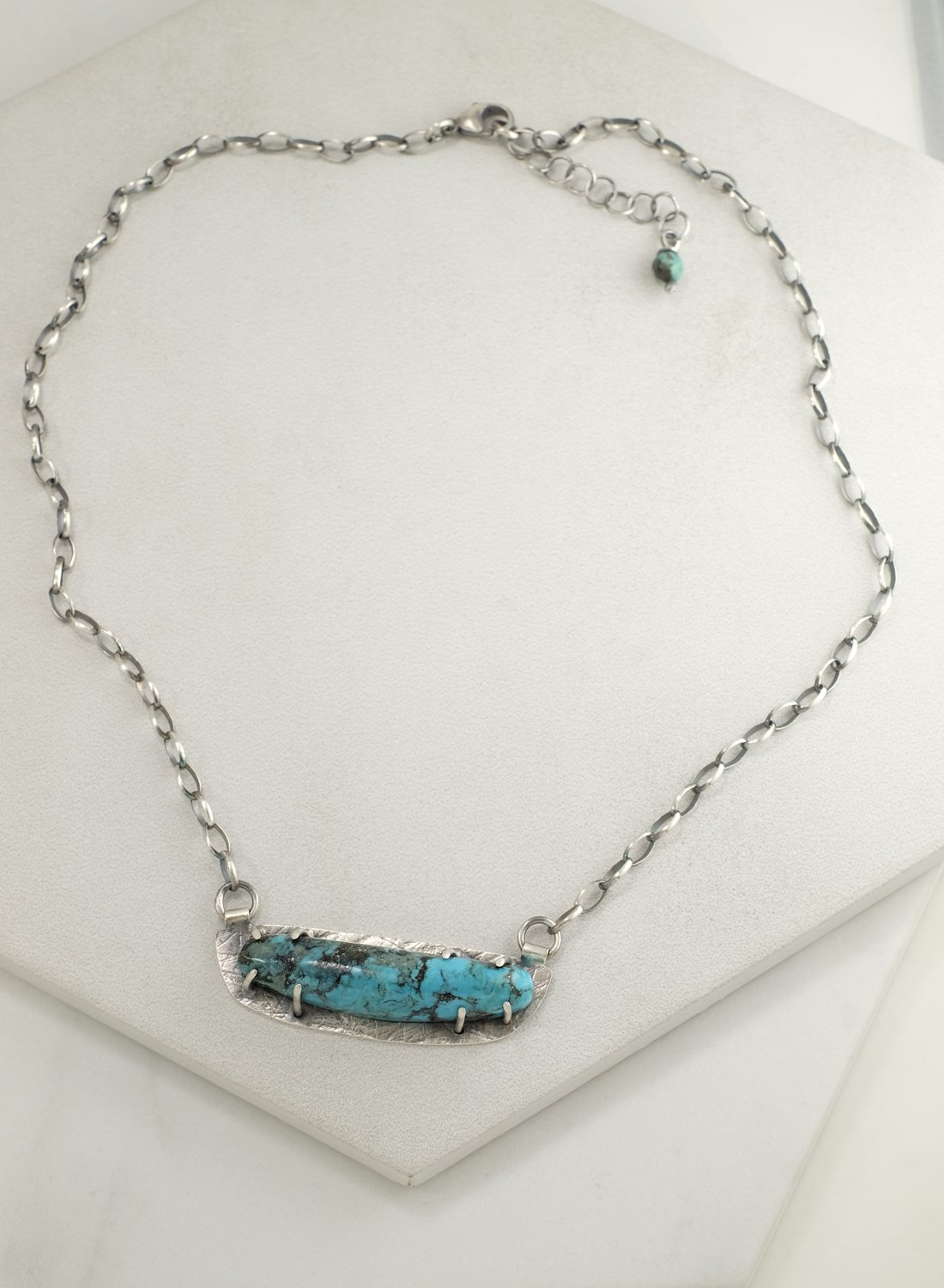 Image of Morenci Turquoise, Prong Set Necklace