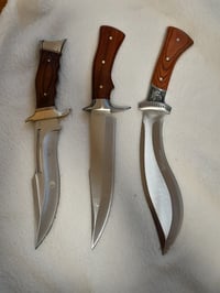 Image 1 of SET  3 knives - 1 Kukri Hunting Knife and  2 Bowie Knives