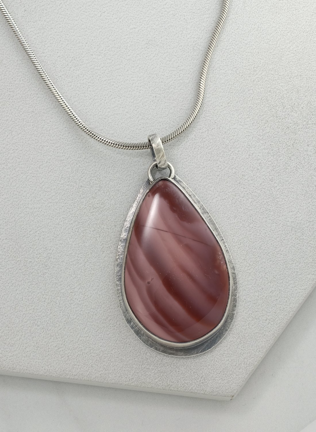 Image of Rosy Imperial Jasper, Sterling Necklace