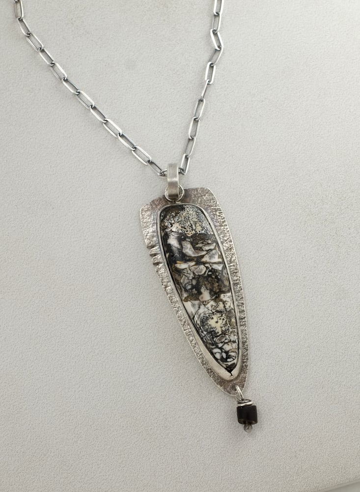 Image of Black and White Stone, Sterling Silver Necklace
