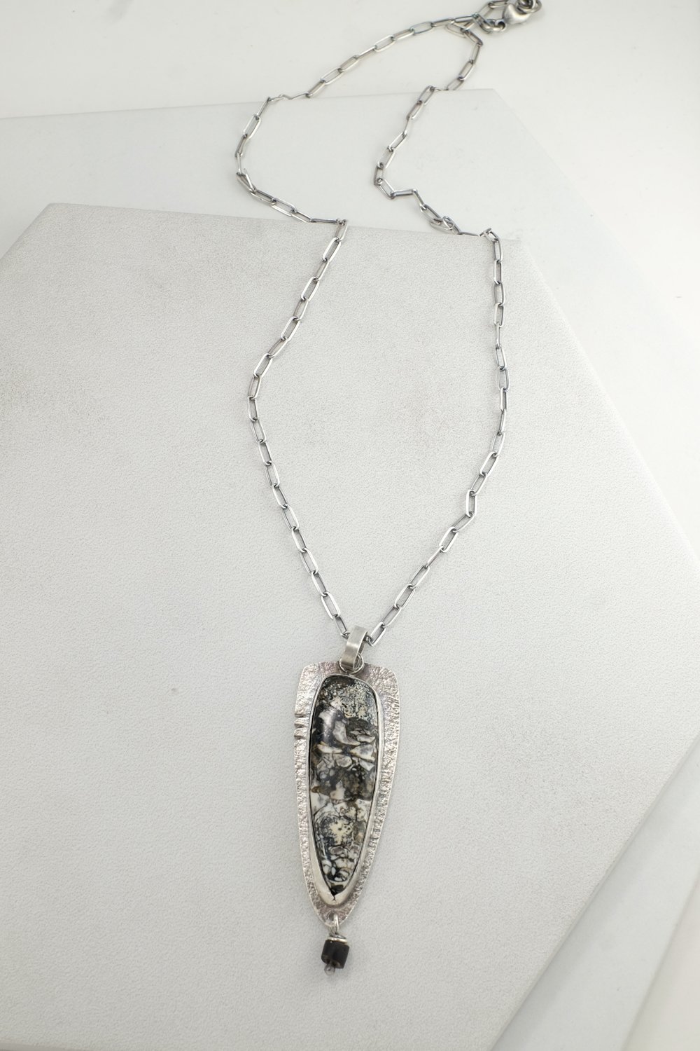 Image of Black and White Stone, Sterling Silver Necklace