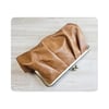 Caramel Pleated Leather Clutch