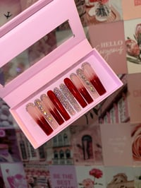 XXL Red Ombré Rhinestone Bling Press on Nails