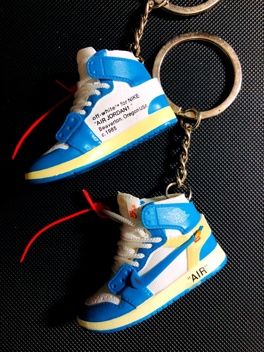 Image of OW Air Jordan 1 UNC Mini Sneaker Keychain