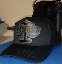 Image 1 of "DIFFERENT" ⚖️ TRUCKER HATS "BLACK/GREY" & "BLACK/ORANGE"