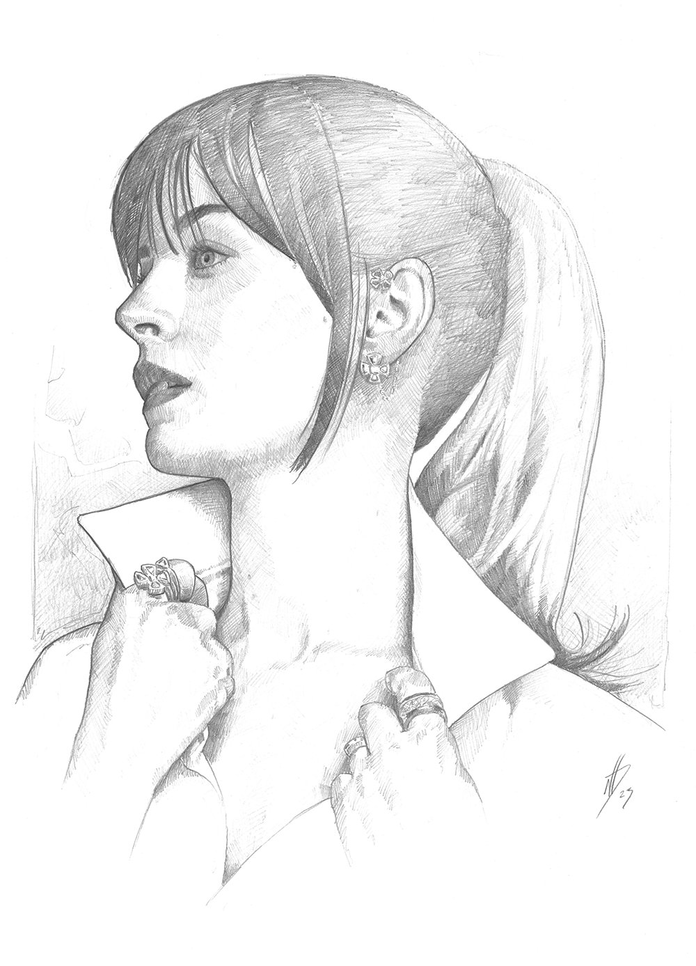 Original A2 pencil drawing - Anne