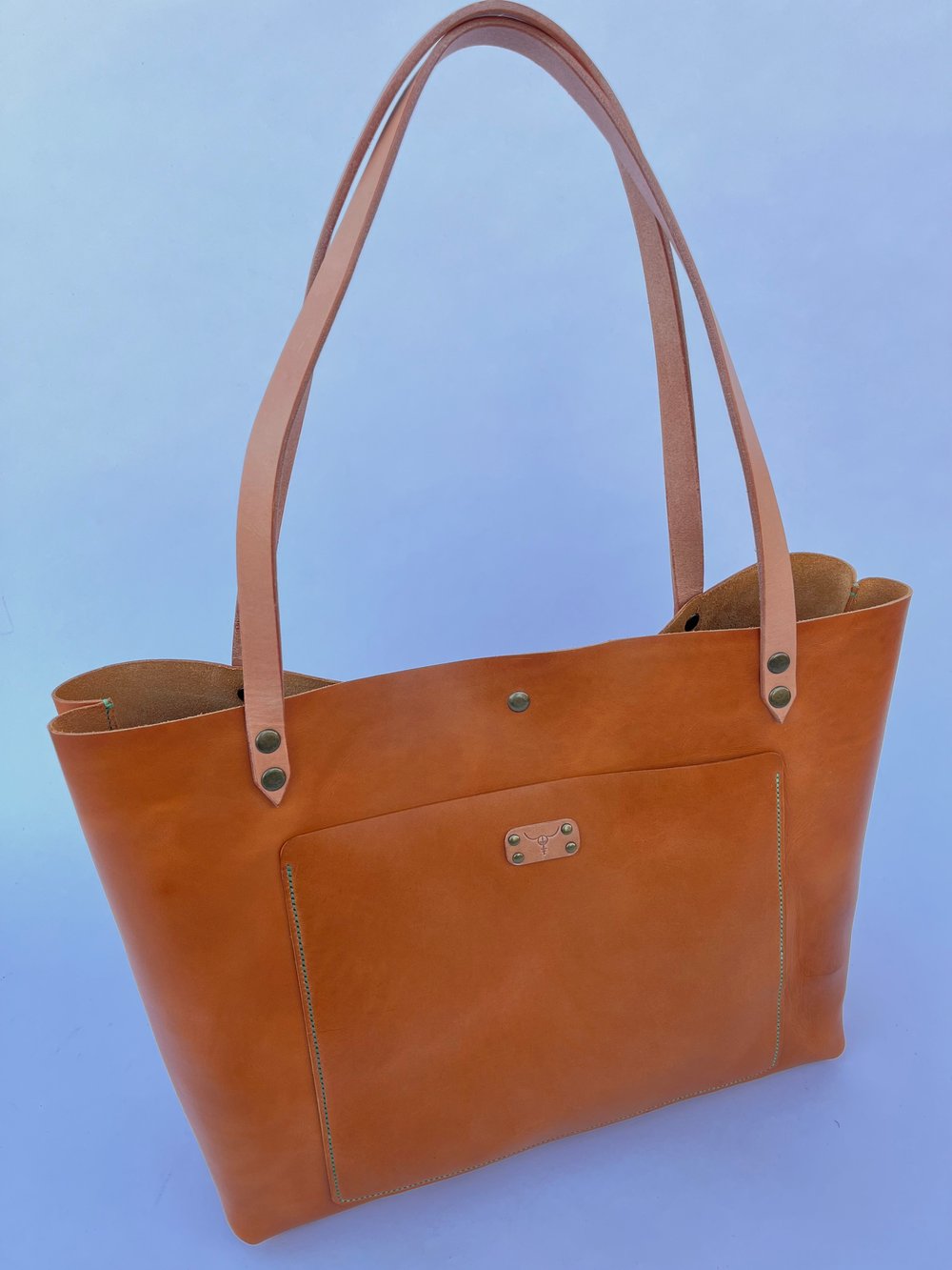 Image of Tan Italian Vachetta Carry-all Tote (jade)