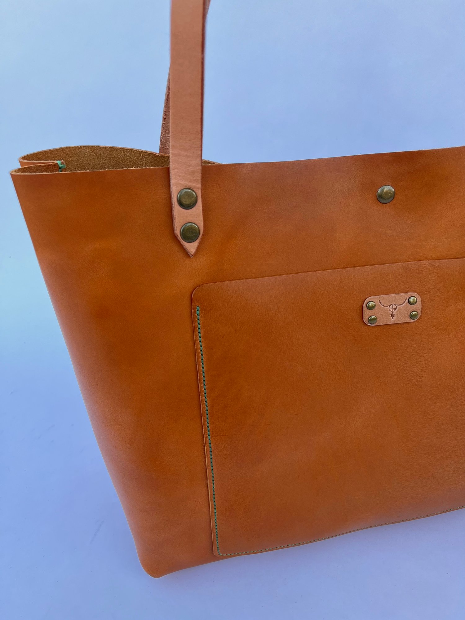 Image of Tan Italian Vachetta Carry-all Tote (jade)
