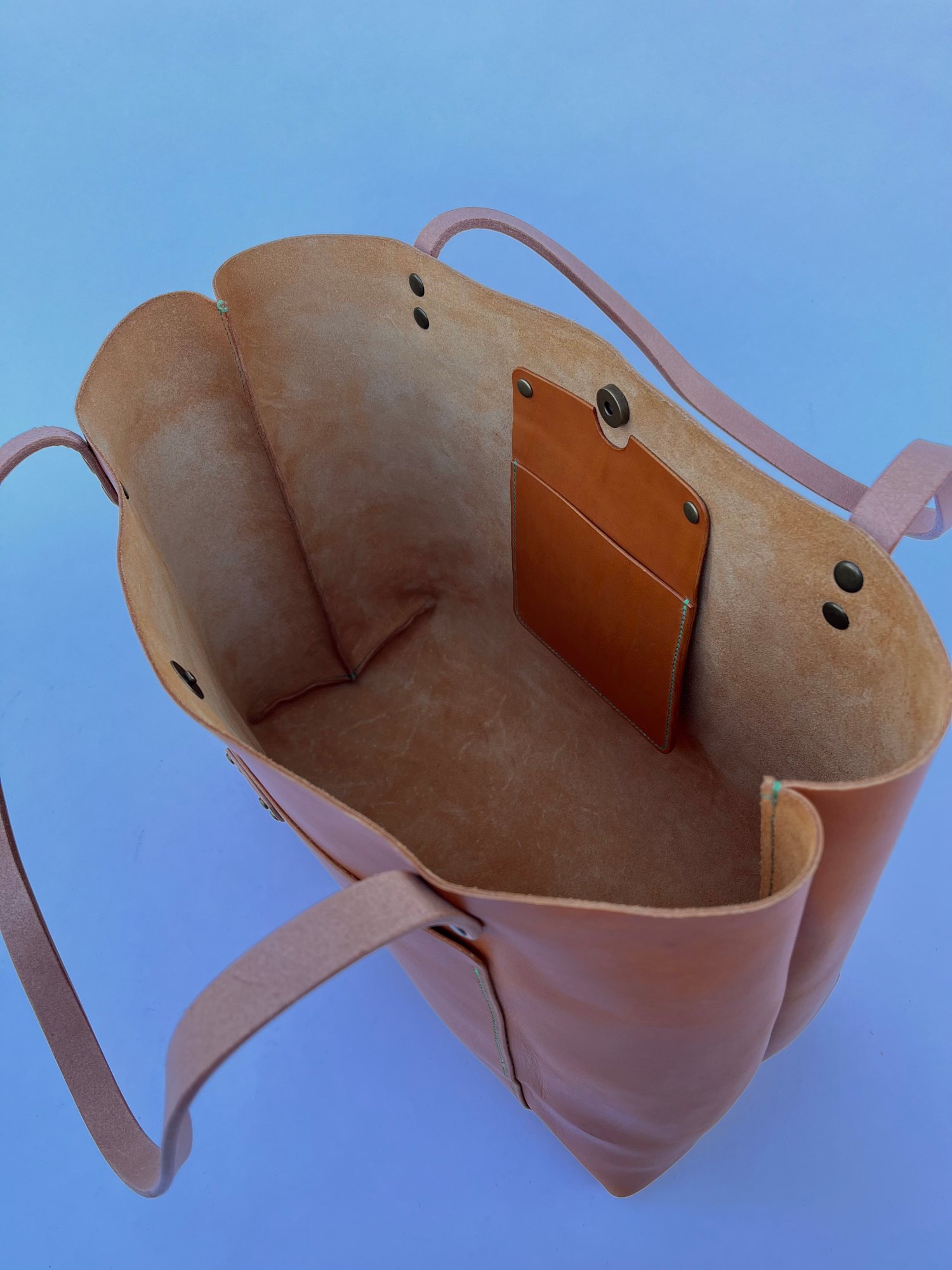 Image of Tan Italian Vachetta Carry-all Tote (jade)