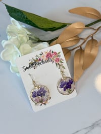 Image 1 of Pressed Purple Lobelia on Capiz Shells