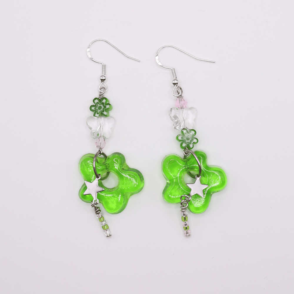Image of Green Apple Flower Earrings