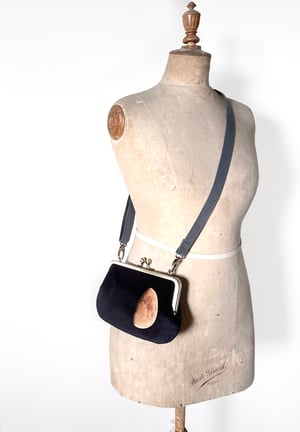 Image of Moon, velvet shoulder bag with crossbody shoulder strap