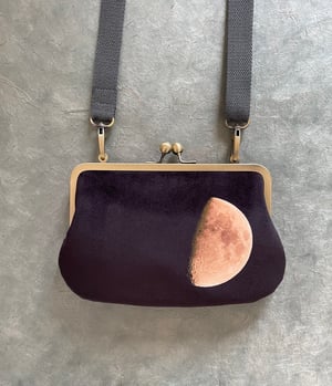 Image of Moon, velvet shoulder bag with crossbody shoulder strap