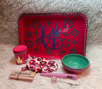 Image 2 of 7 Piece Cute Girly  Handmade Rolling Tray Set