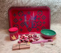 Image 1 of 7 Piece Cute Girly  Handmade Rolling Tray Set