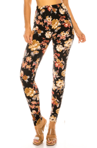 Leggings - Floral - Gold Paisley / SaySay Boutique