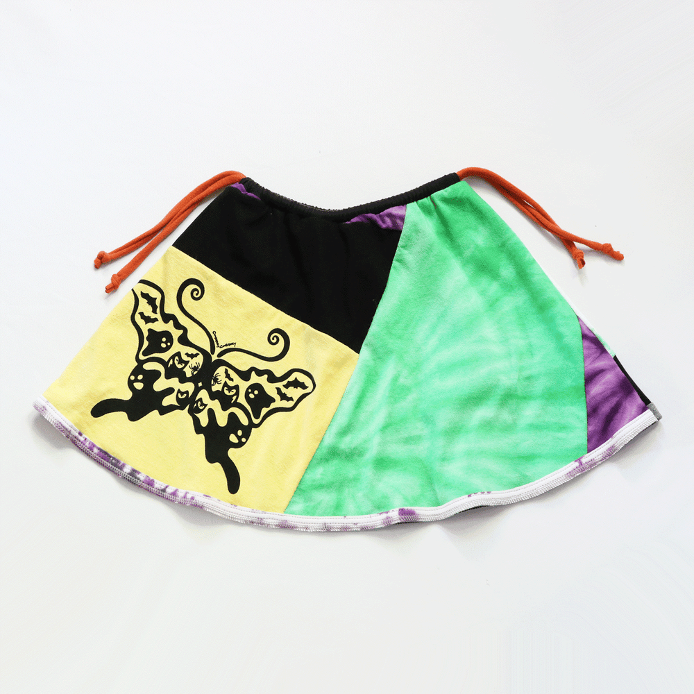 Image of fun tiedye bootterfly patchwork cinch adjustable tie 8 courtneycourtney patchwork tshirt skirt